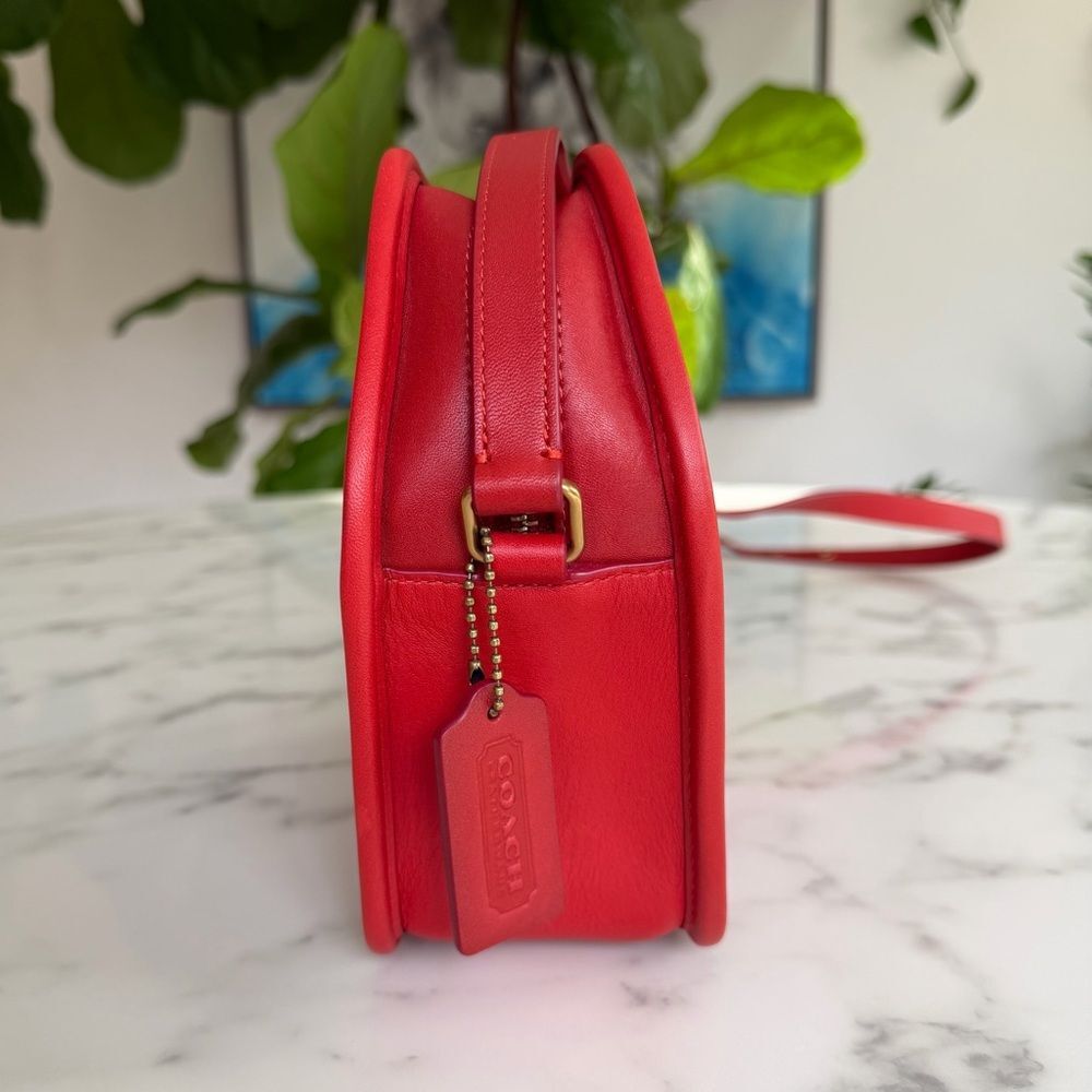 COACH Originals Archival Zip Geometric Pouch Leather Crossbody Bag Carmine Red - Picture 5 of 16